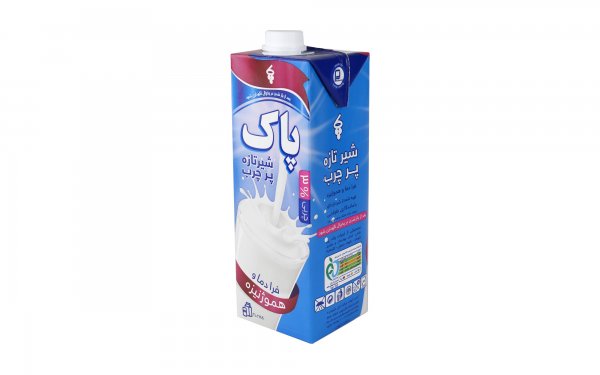 شیر تازه پاستوریزه پرچرب 3 درصد چربی پاک مقدار 1 لیتر
