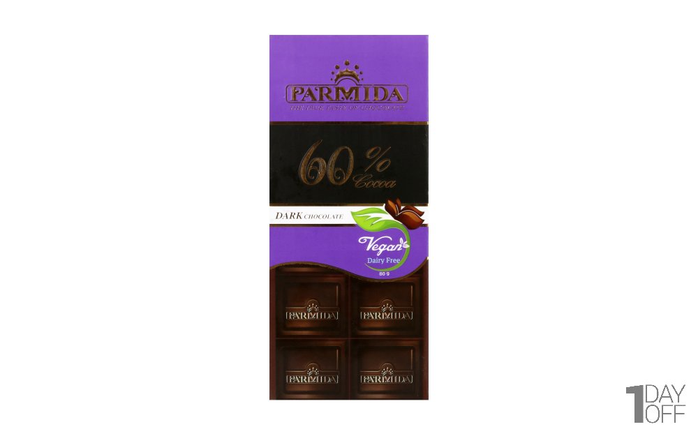 شکلات تلخ 60 درصد پارمیدا مقدار 80 گرم