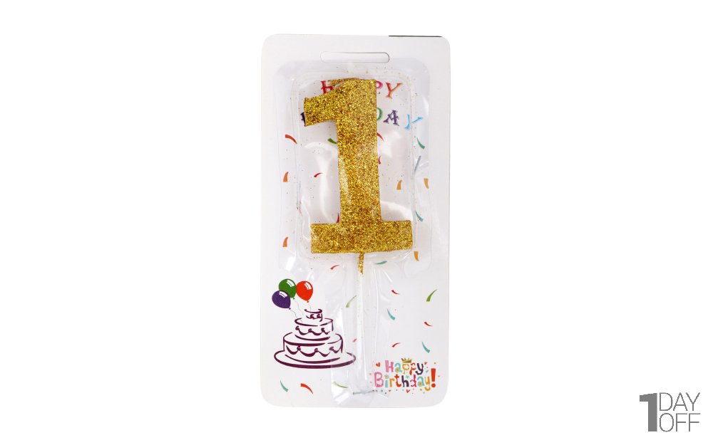شمع کیک عدد 1 رنگ طلایی