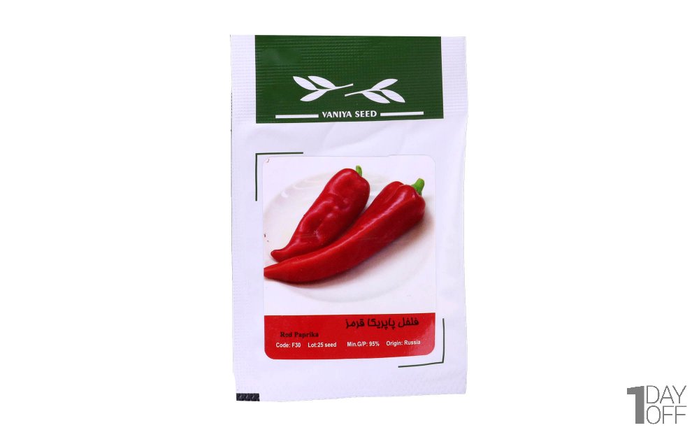 بذر فلفل پاپریکا قرمز (Red Paprika) وانیا آذر سبزینه کد F30 مقدار 25 دانه