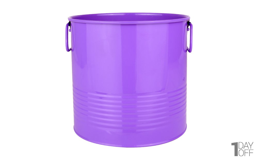 گلدان فلزی دسته‌ فلزی لاین ابعاد 19x19x18 سانتی‌متر رنگ بنفش