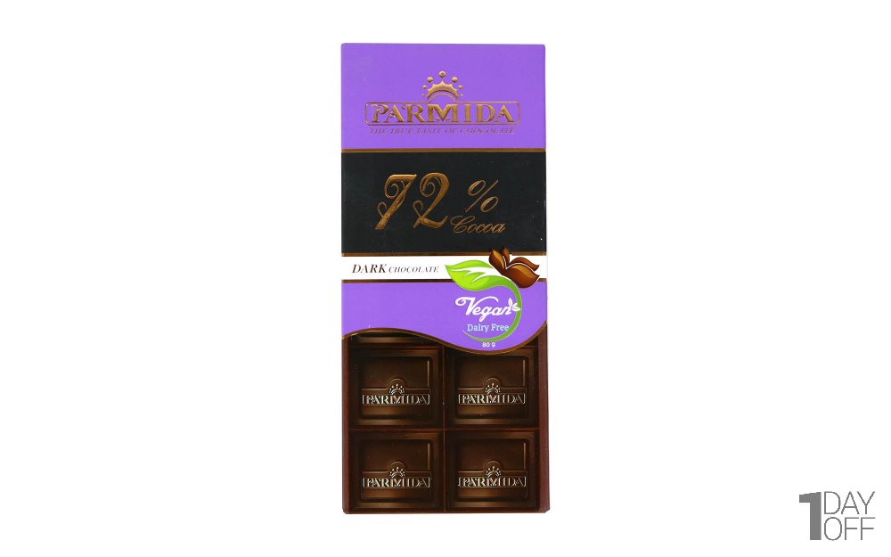 شکلات تلخ 72% پارمیدا مقدار 80 گرم