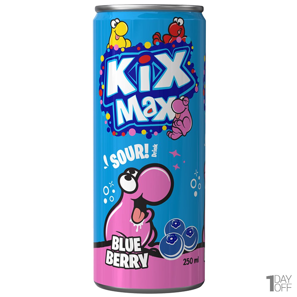 نوشیدنی گازدار کیکس مکس KIX MAX بلوبری مقدار 250 میلی‌لیتر
