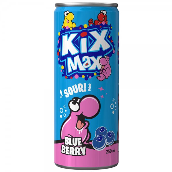 نوشیدنی گازدار کیکس مکس KIX MAX بلوبری مقدار 250 میلی‌لیتر