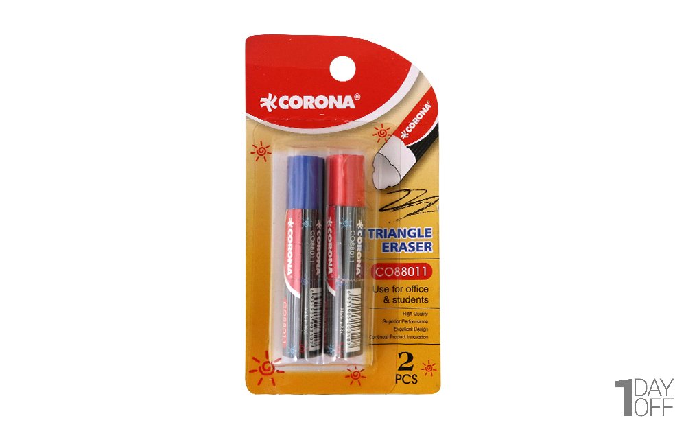 پاک‌کن دوقلو کرنا (Corona) رنگ قرمز و آبی