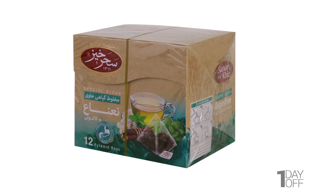 دمنوش گیاهی نعناع کاکوتی سحرخیز بسته 12 عددی