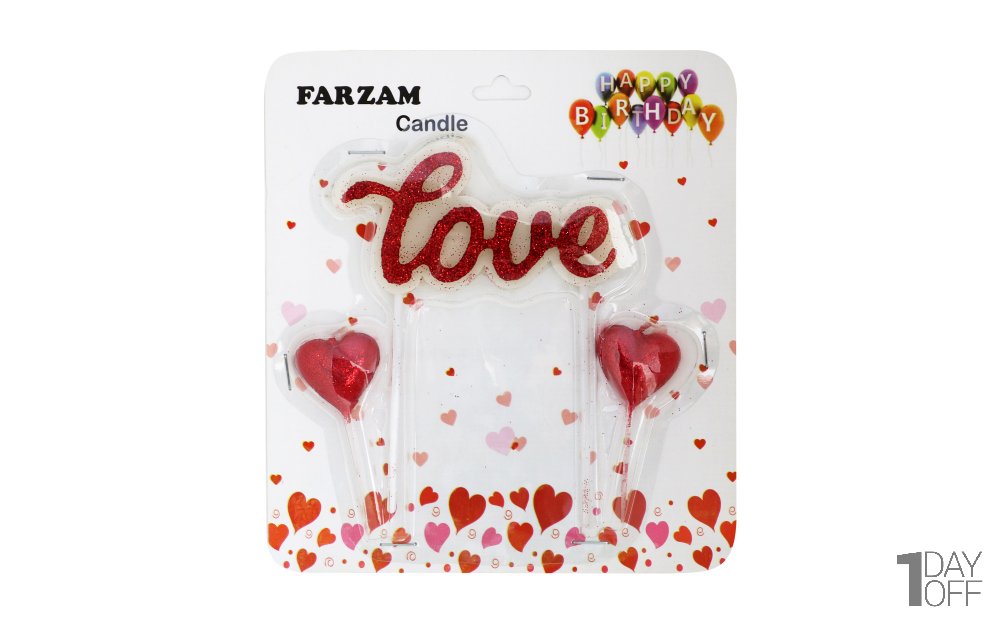 شمع تولد love فرزام بسته 3 عددی رنگ قرمز