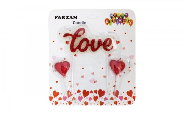 شمع تولد love فرزام بسته 3 عددی رنگ قرمز
