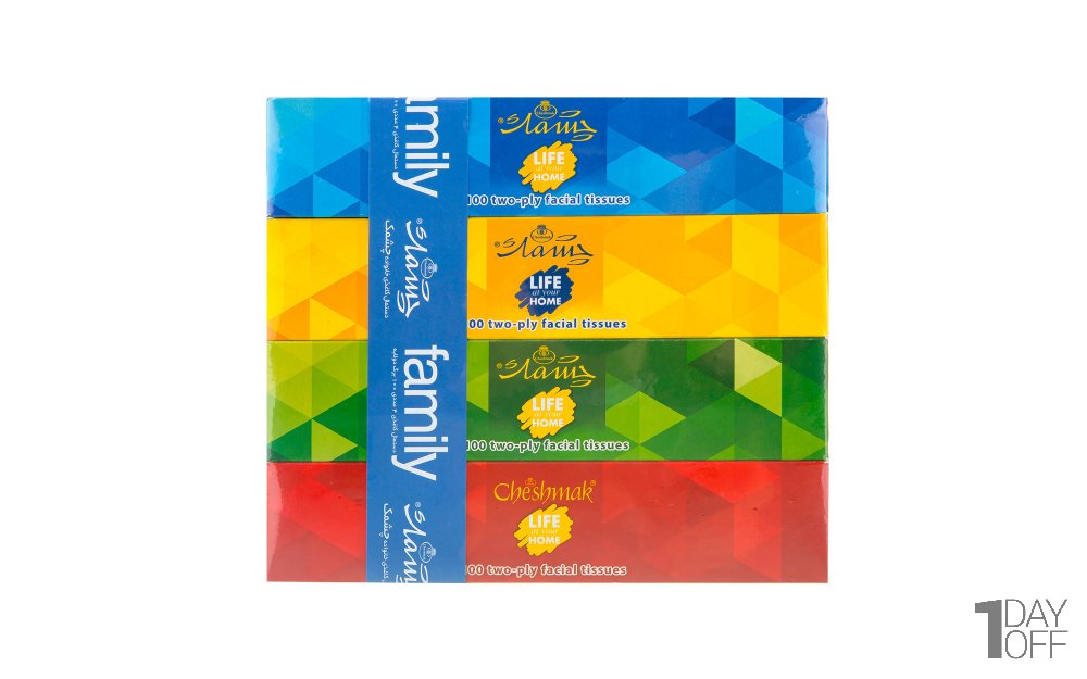 دستمال کاغذی جعبه ای 100برگ دولایه چشمک (بسته 4عددی)