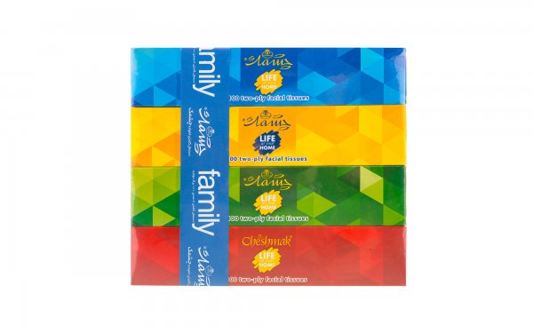دستمال کاغذی جعبه ای 100برگ دولایه چشمک (بسته 4عددی)