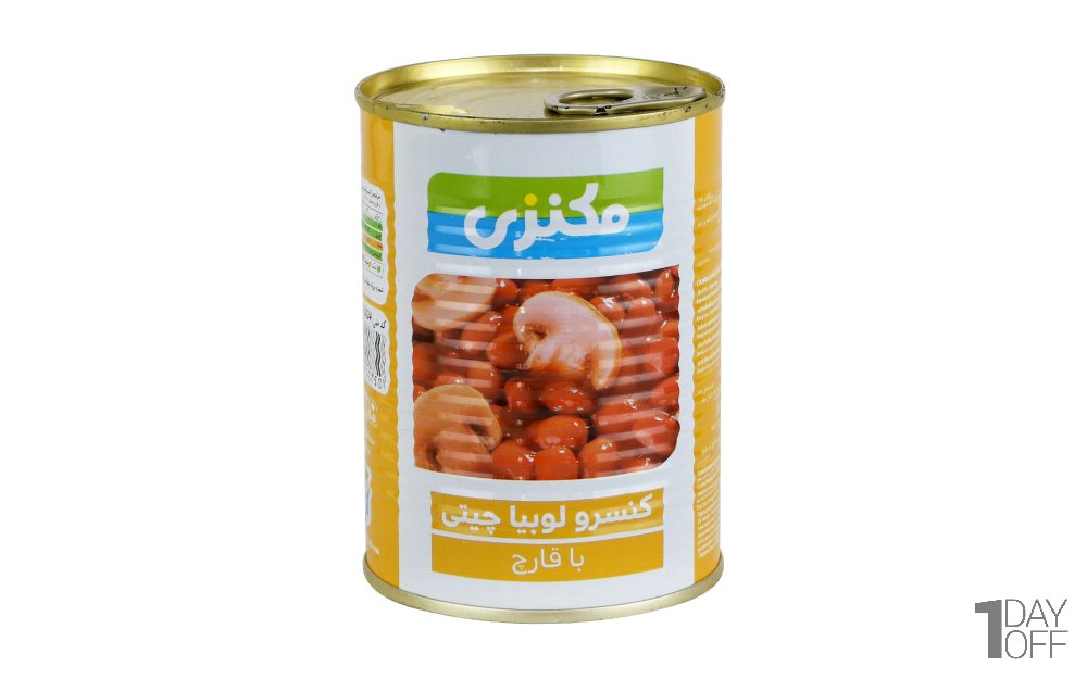 کنسرو لوبیا چیتی با قارچ مکنزی مقدار 380 گرم