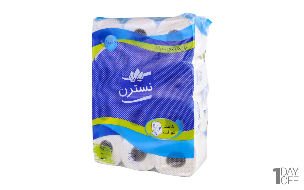 دستمال توالت چهارلایه نسترن بسته 12 رول