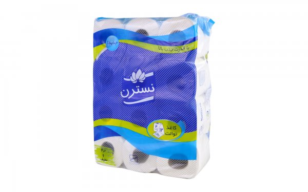 دستمال توالت چهارلایه نسترن بسته 12 رول