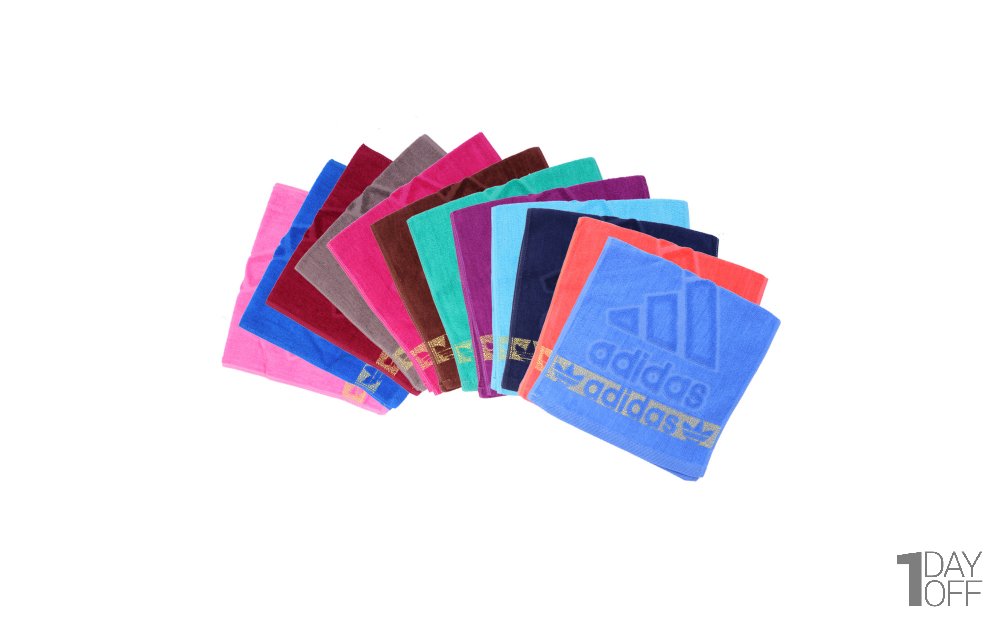 حوله دست هدیه طرح آدیداس رنگ رندم - ابعاد: 55x28 سانتیمتر