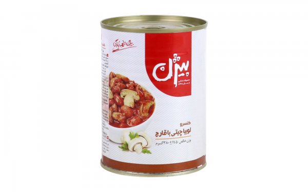 کنسرو لوبیا چیتی با قارچ بیژن مقدار 380 گرم