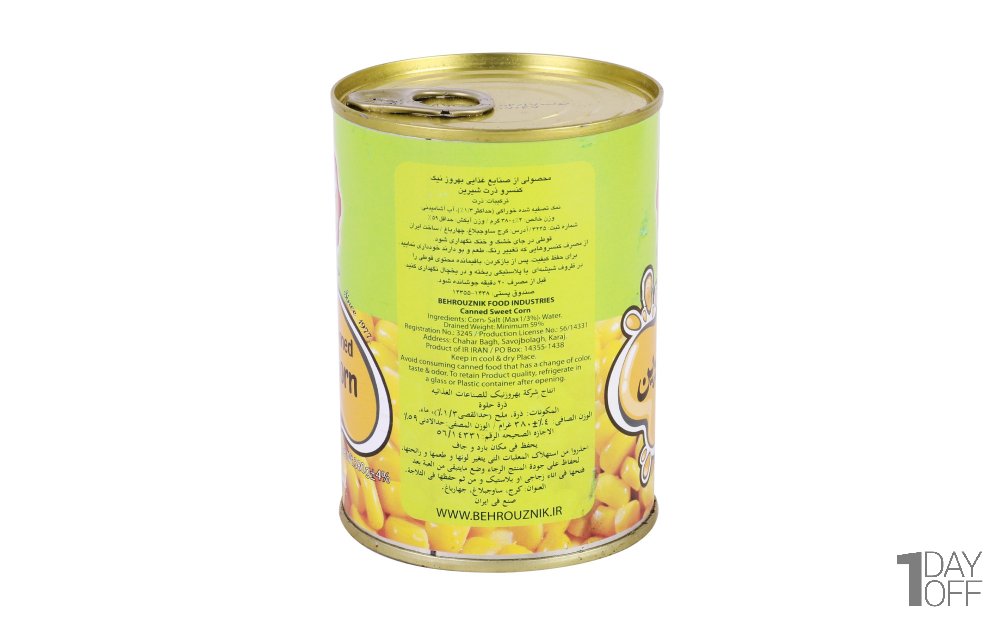کنسرو ذرت شیرین بهروز مقدار 380 گرم