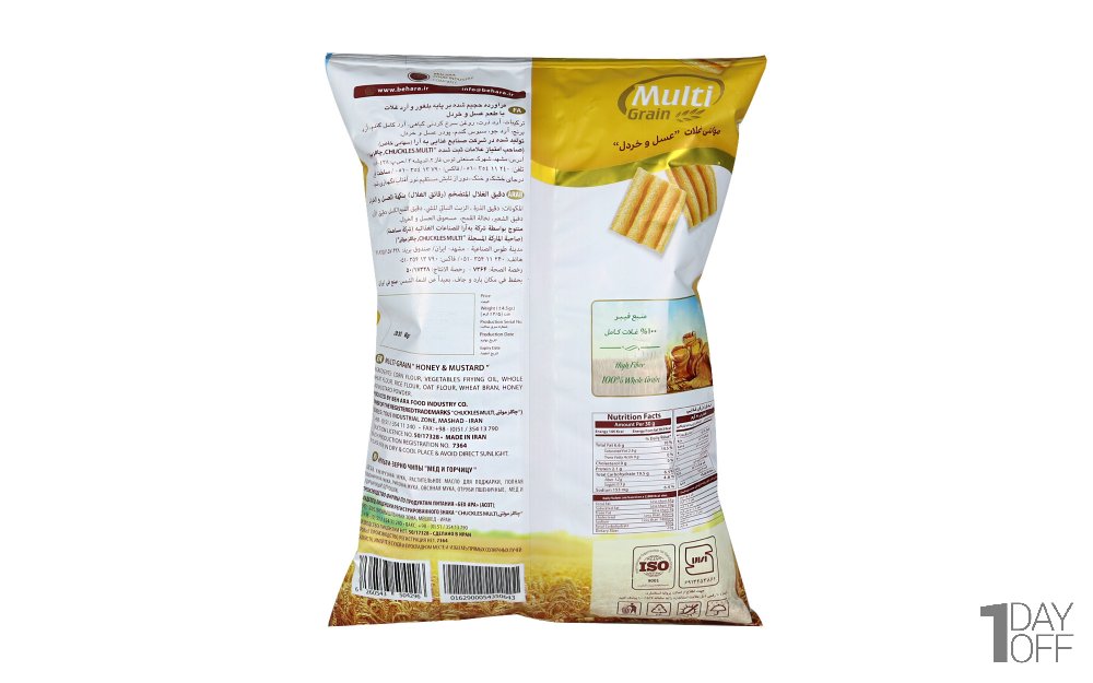  اسنک غلات با طعم عسل و خردل مولتی‌گرین چاکلز مقدار 70 گرم