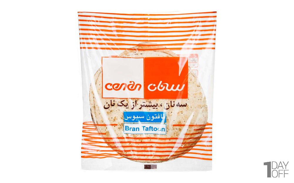نان تافتون سبوس سه‌نان مقدار 450 گرم