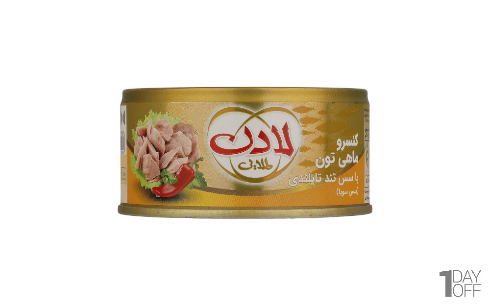 کنسرو ماهی تون با سس‌ تند تایلندی (سس سویا) لادن مقدار 180 گرم 