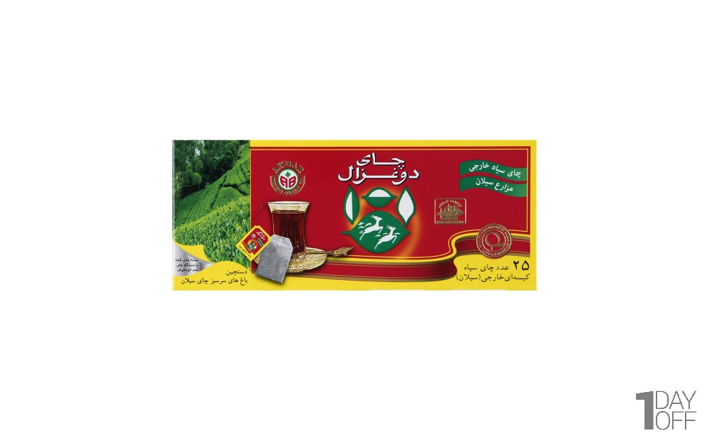 چای سیاه  کیسه‌ای خارجی مزارع سیلان دوغزال بسته 25 عددی