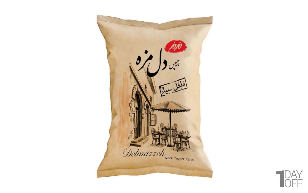 چیپس دل مزه فلفل سیاه مزمز مقدار 90 گرم