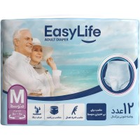پوشینه شورتی بزرگسال سایز متوسط 12 عددی ایزی لایف