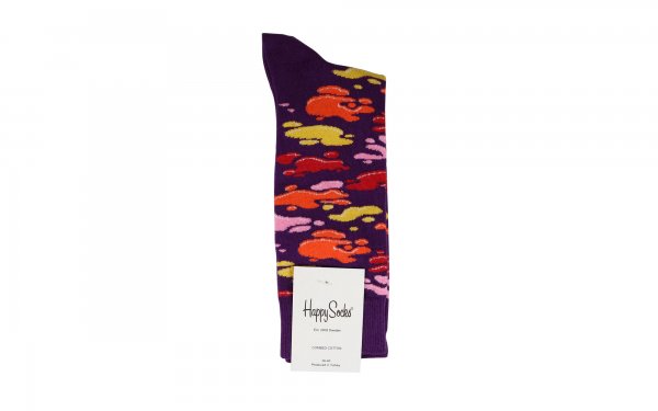 جوراب هپی‌ساکس (Happy Socks) کد 6639 طرح رنگی‌رنگی رنگ زمینه بنفش