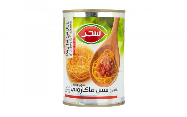 کنسرو سس ماکارونی با سویا و قارچ سحر مقدار 400 گرم 