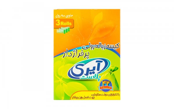 کیسه زباله رولی پرفراژدار سایز متوسط (55x70 سانتی‌متر) آیری پلاست بسته 42 عددی