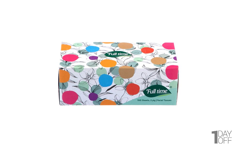دستمال کاغذی دولایه فول تایم 150 برگ طرح رندوم