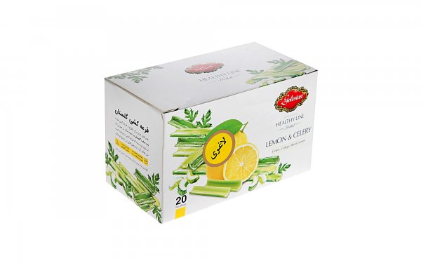 دمنوش مخلوط گیاهی لاغری با طعم لیمو و کرفس کیسه‌ای گلستان بسته 20عددی