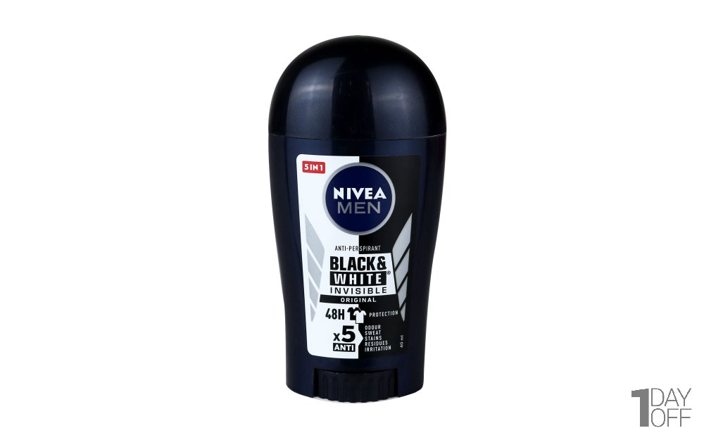 استیک ضدتعریق صابونی مردانه 5 در 1 مدل (Black & White) نیوآ (Nivea) مقدار 40 میلی‌لیتر