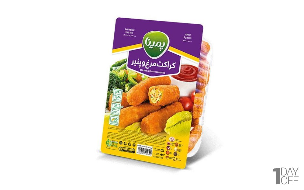کراکت مرغ و پنیر منجمد پمینا کاله مقدار 390 گرم