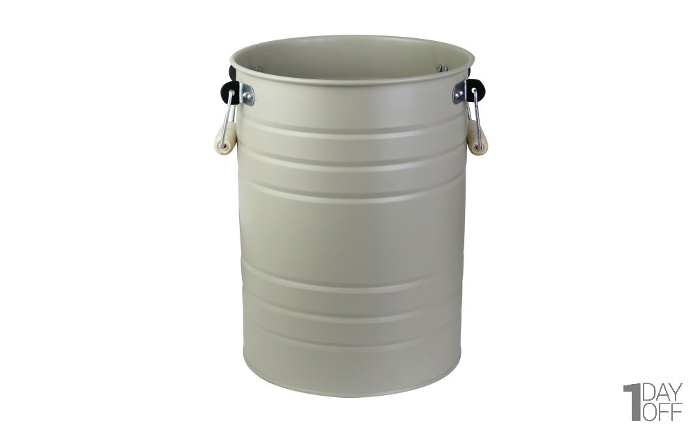 گلدان فلزی دسته‌ چوبی تورینگ ابعاد 38x29x29 سانتی‌متر رنگ خاکستری روشن مات