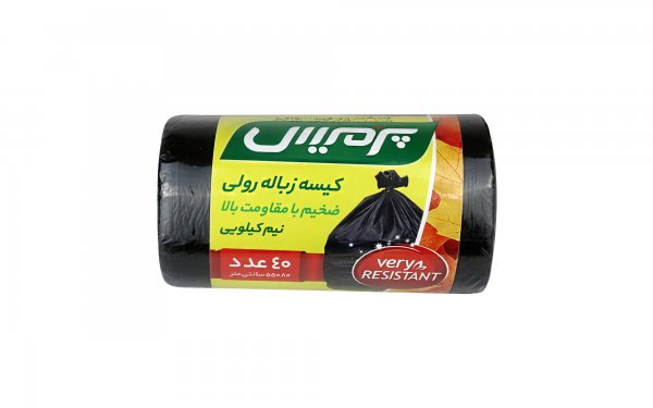کیسه زباله رولی ضخیم با مقاومت بالا 55 در 80 سانتی‌متر پرمیس بسته 40 عددی