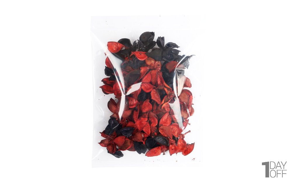 گل خشک پنبه ترکیب رنگ قرمز و مشکی مقدار 50 گرم