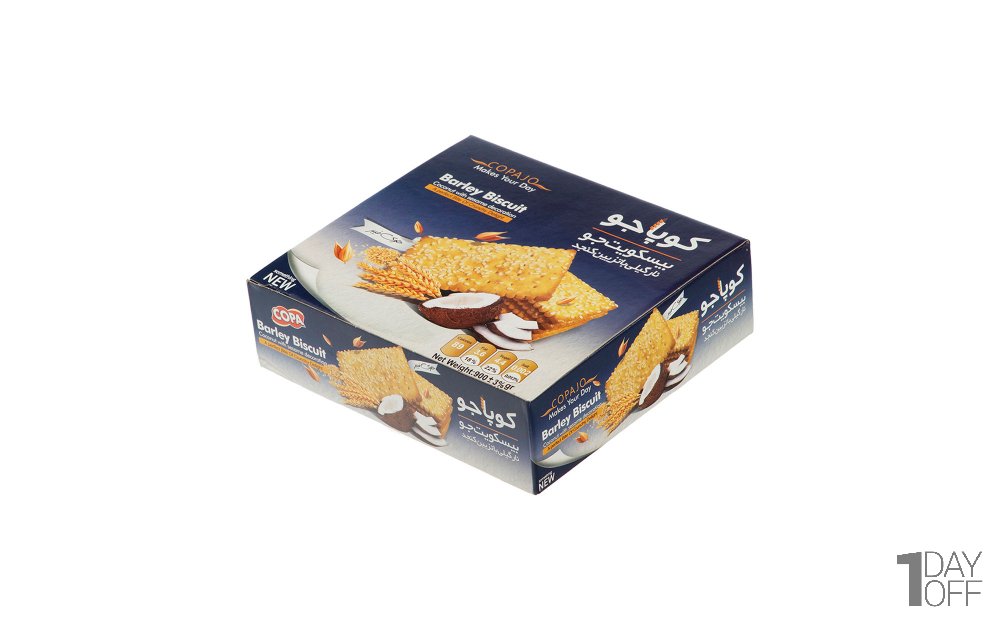 بیسکویت پذیرایی جو با طعم نارگیل و تزیین کنجد کوپا مقدار 900 گرم