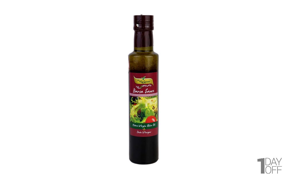سس مخلوط روغن زیتون بکر و سرکه خرما سبزینه تک مقدار 270 میلی‌لیتر
