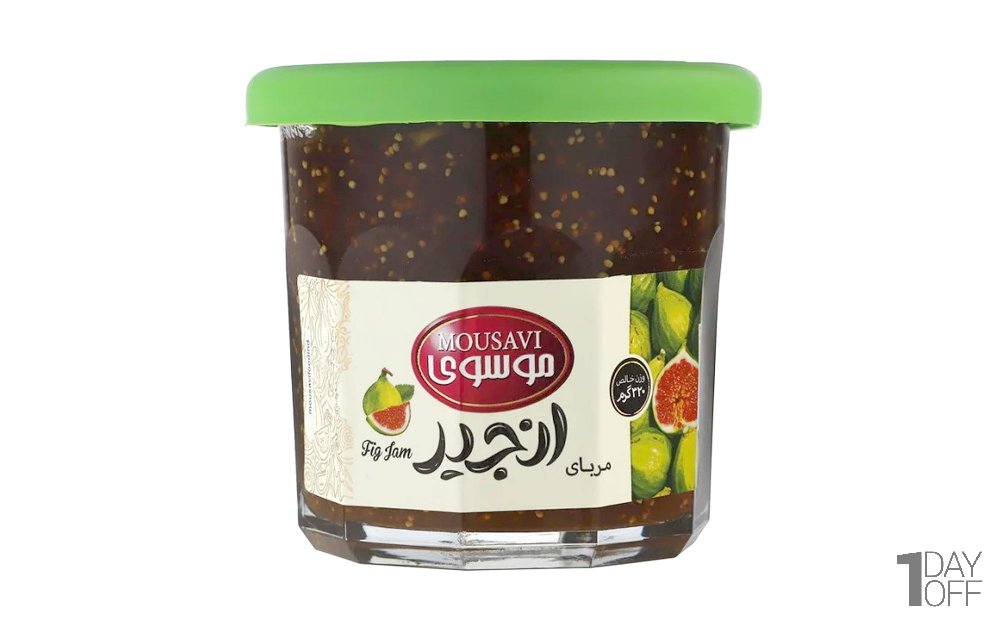 مربا انجیر موسوی شیشه‌ای مقدار 320 گرم