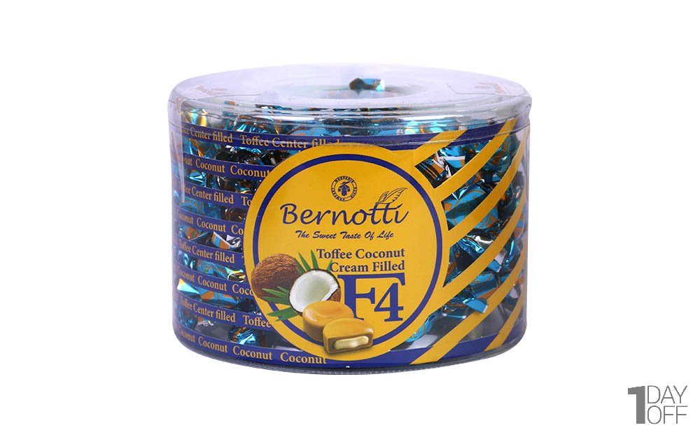  تافی ساده با مغز کرم نارگیل برنوتی مدل F4 مقدار 400 گرم