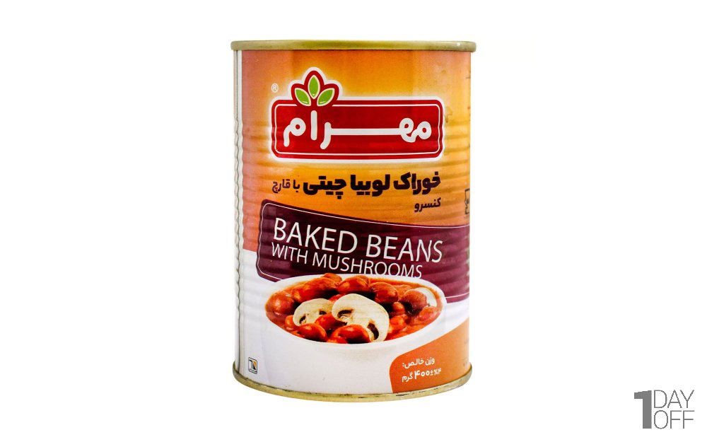 کنسرو لوبیا چیتی با قارچ مهرام مقدار 400 گرم