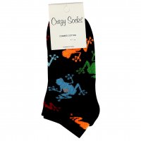 جوراب کالج طرح مارمولک کریزی ساکس (Crazy Socks) کد 2592 رنگ زمینه مشکی
