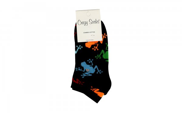 جوراب کالج طرح مارمولک کریزی ساکس (Crazy Socks) کد 2592 رنگ زمینه مشکی