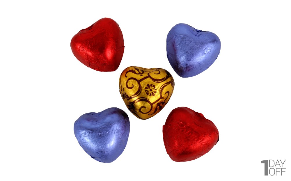 شکلات قلبی با رنگ بسته رندم بسته 5 عددی 