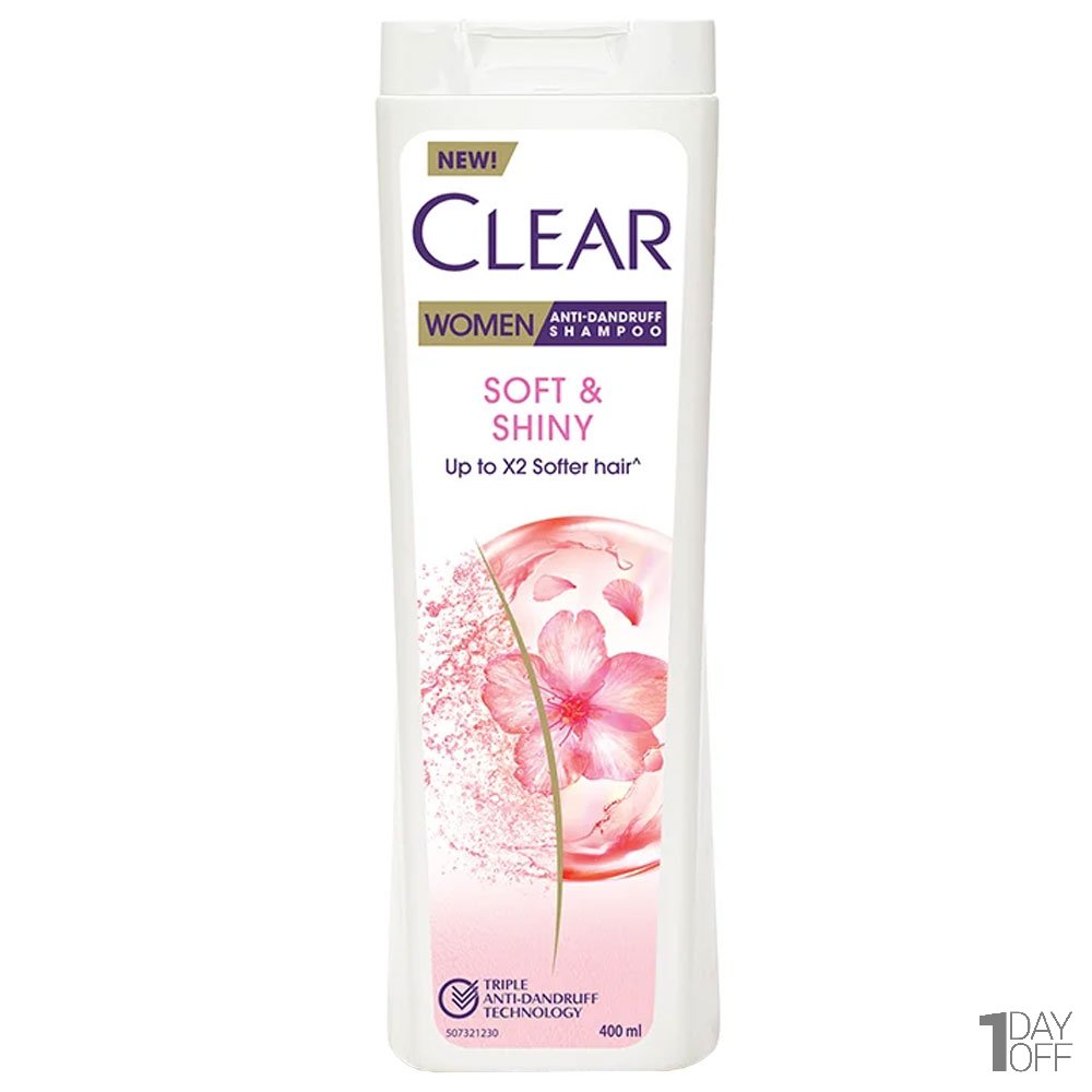 شامپو ضد شوره زنانه کلییر (Clear) مدل Soft & shiny مقدار 400 میلی‌لیتر