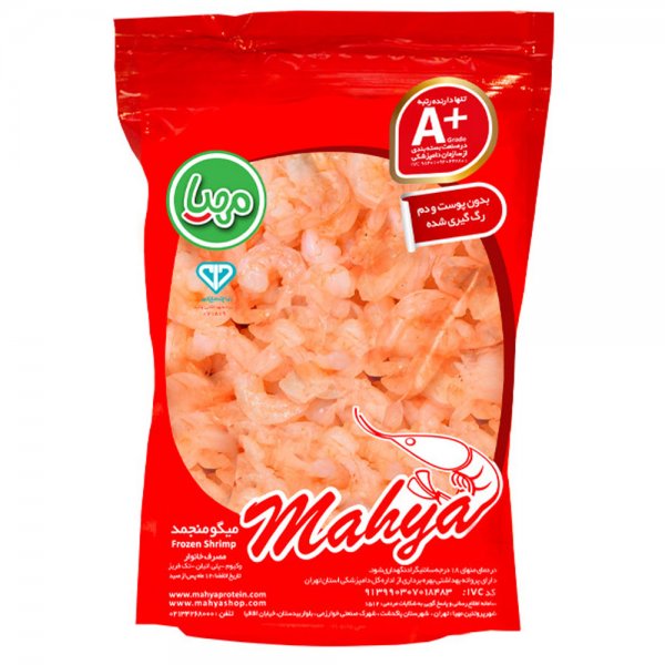 میگو منجمد پلویی سایز 200-150 مهیا پروتئین مقدار 450 گرم 
