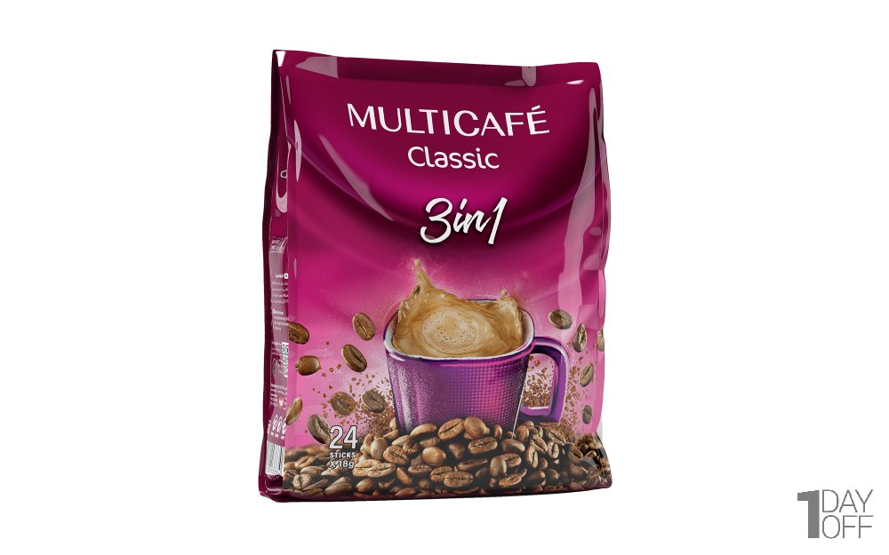 پودر کافی میکس 3 در 1 مولتی کافه بسته 24 عددی