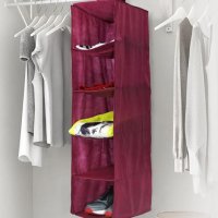 نظم‌دهنده لباس و کفش آویز 5 طبقه رنگ زرشکی