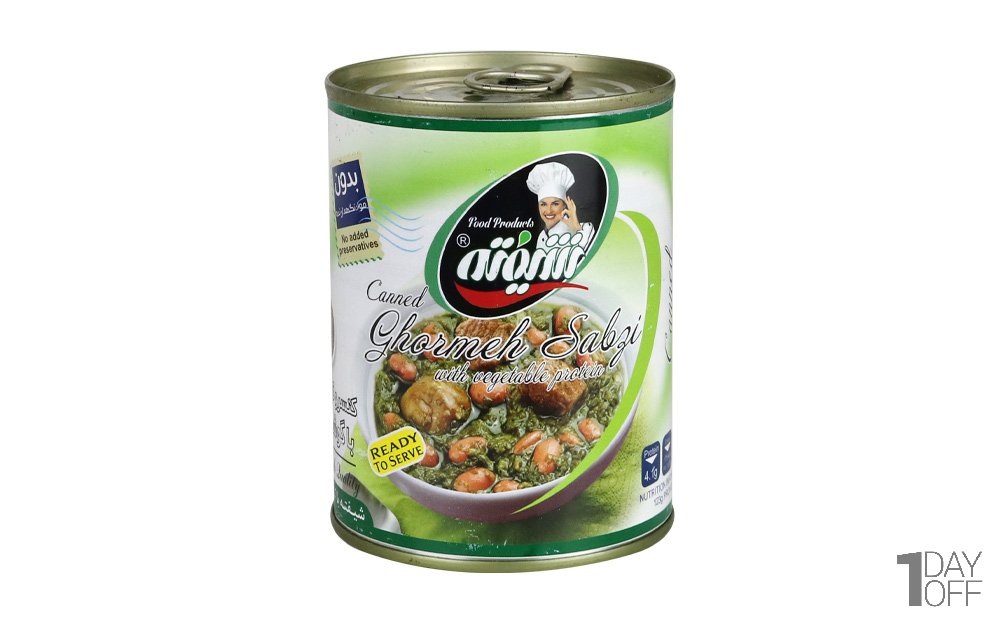 کنسرو قورمه‌سبزی با گوشت گیاهی شیفته مقدار 370 گرم