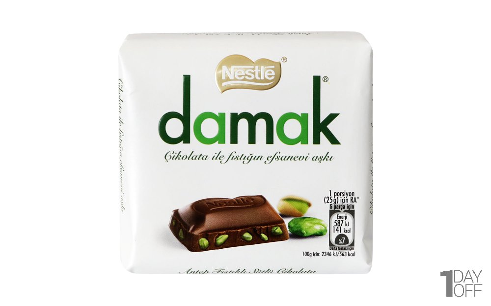 شکلات با مغز پسته داماک (damak) مقدار 63 گرم